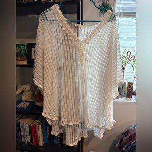 Francesca's Cream Knit Poncho